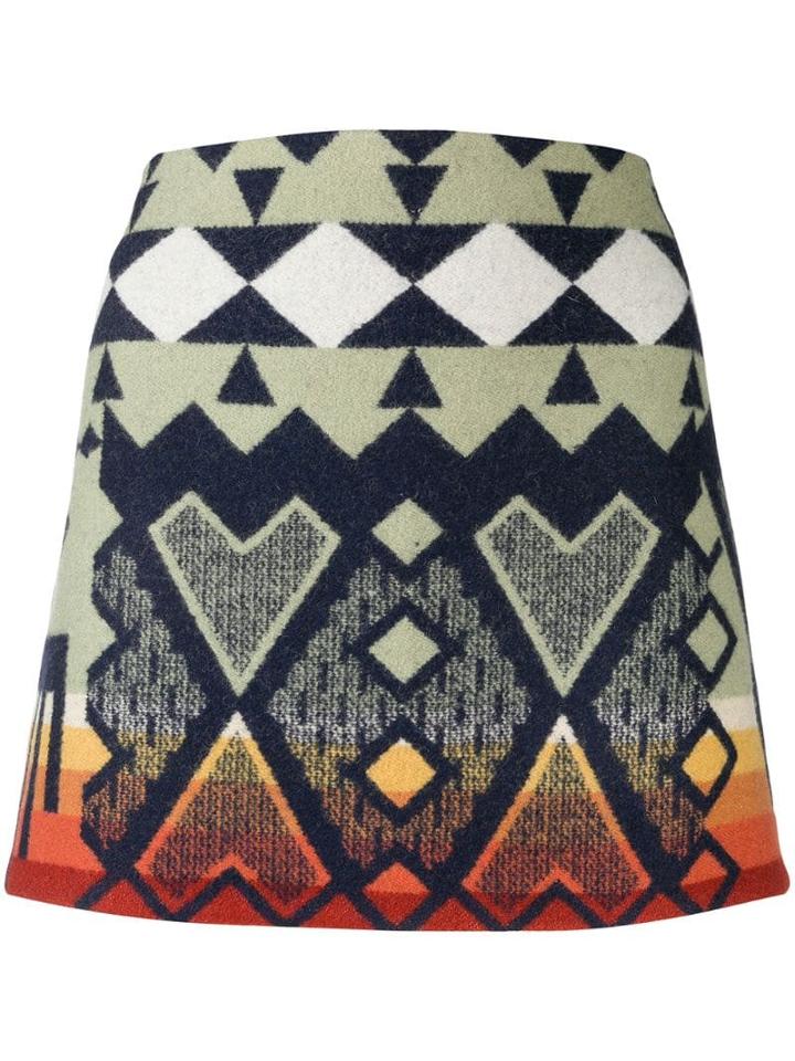 Jessie Western Aztec Print Mini Skirt - Green