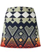 Jessie Western Aztec Print Mini Skirt - Green