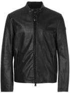 Armani Jeans Leather Zip Jacket - Black