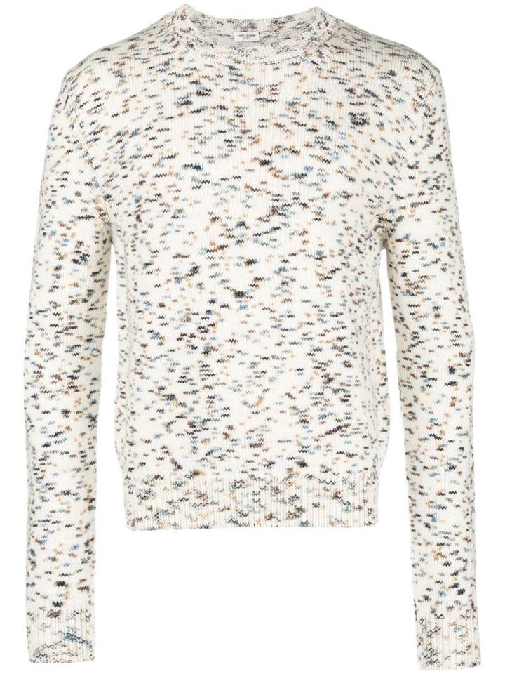 Saint Laurent Speckled Crew-neck Jumper - Neutrals