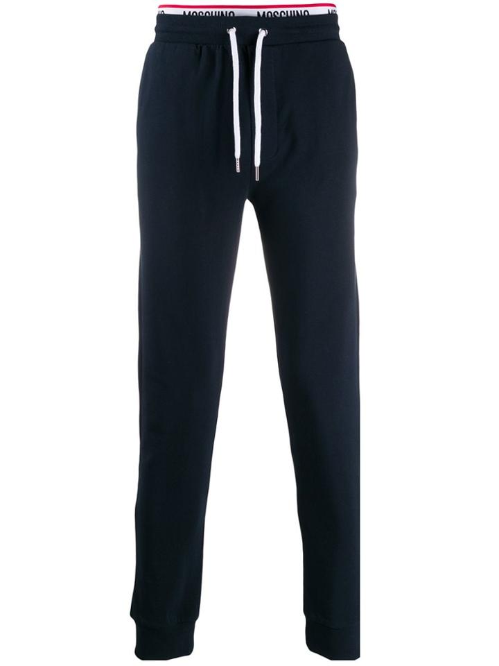 Moschino Logo Tape Waistband Track Pants - Blue