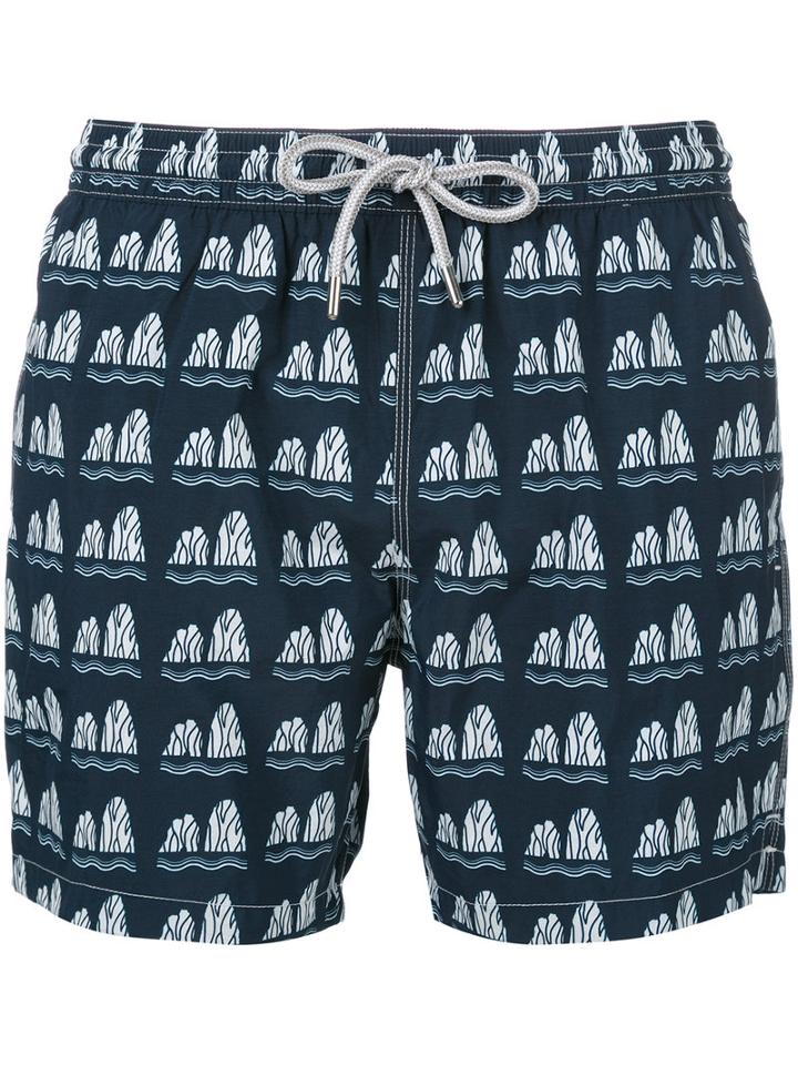 Capricode - Stone Print Swim Shorts - Men - Polyamide - Xxl, Blue, Polyamide
