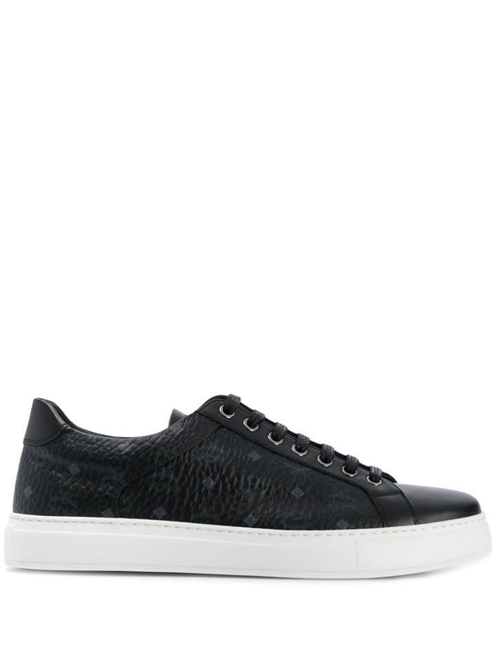 Mcm Logo Print Low Top Sneakers - Black