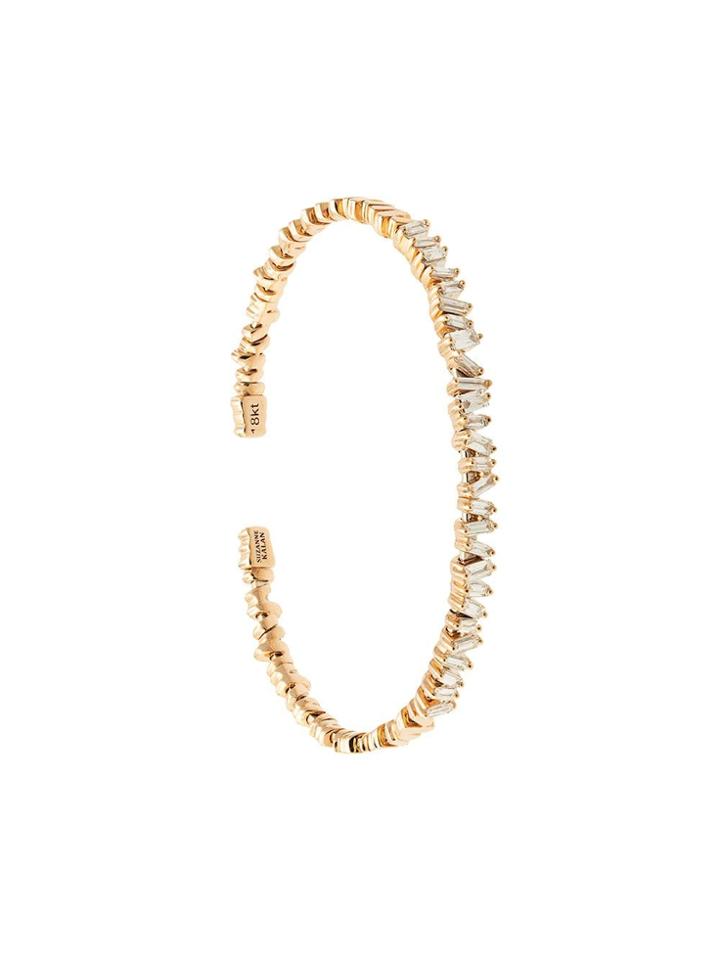 Suzanne Kalan 18kt Rose Gold Fireworks Flexible Diamond Baguette Cuff