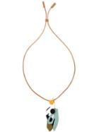Marni Leaf Pendant Necklace, Women's, Nude/neutrals, Leather/calf Leather/brass/resin