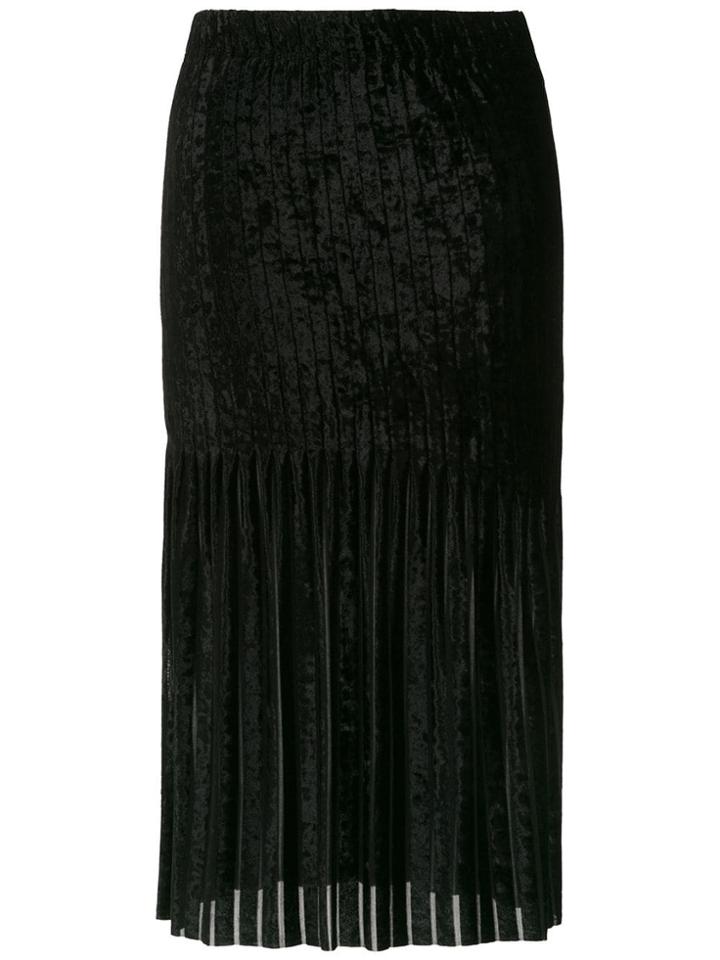 À La Garçonne Velvet Midi Skirt - Black