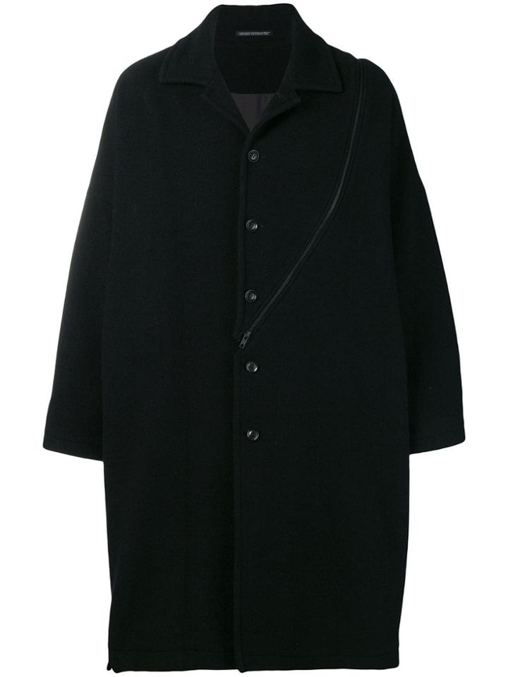 Yohji Yamamoto Side Zipped Coat - Black