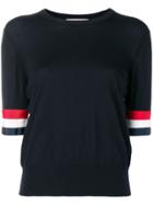 Thom Browne Rwb Cuff Fine Merino Tee - Blue