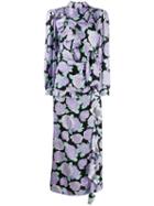 Miu Miu Floral Ruffled Long Dress - Purple