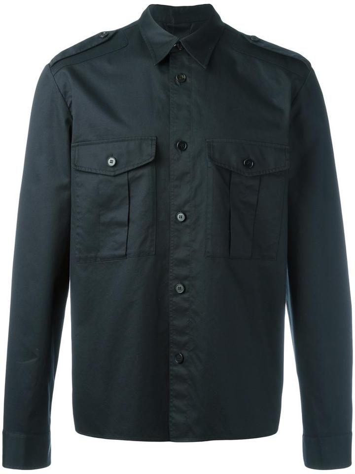 Maison Margiela Military Style Double Fastening Shirt, Men's, Size: 40, Black, Cotton