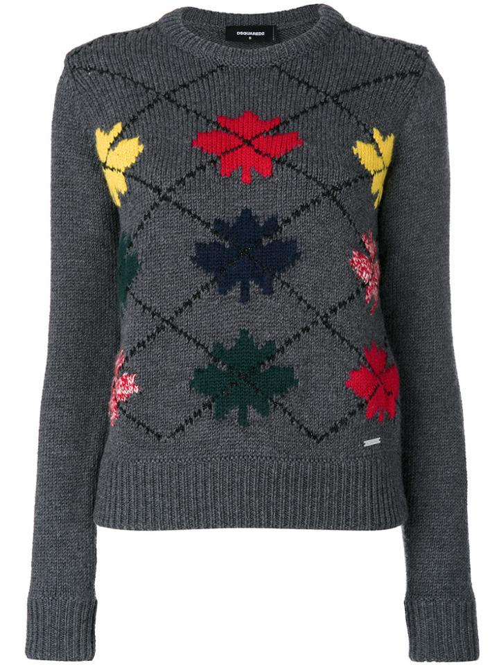 Dsquared2 Leaf Patterned Top - Grey