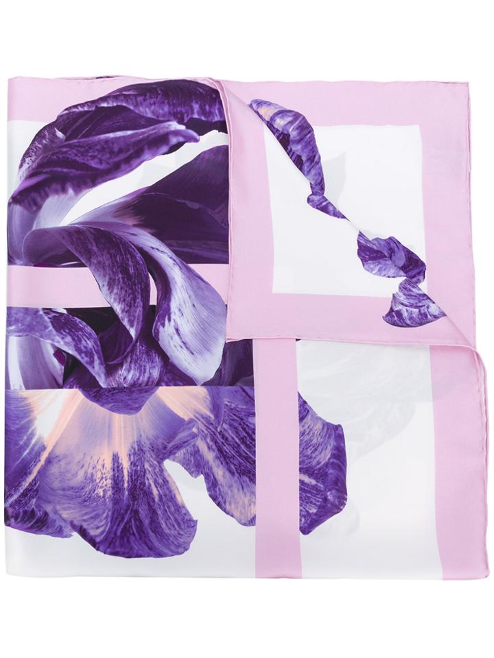 Salvatore Ferragamo Iris Patterned Scarf - Pink & Purple