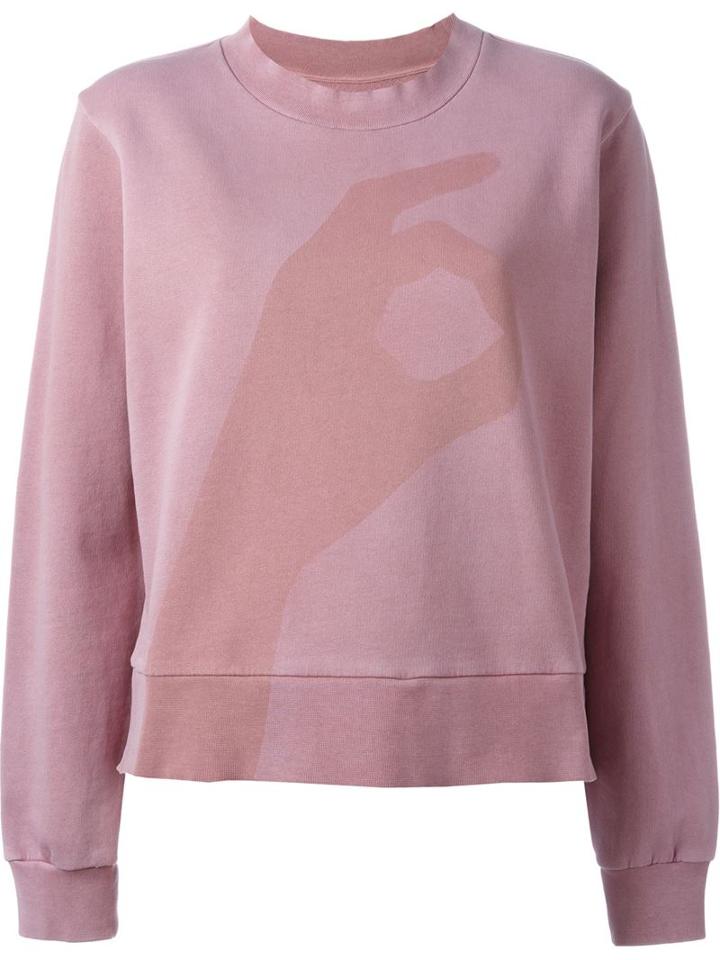 Mm6 Maison Margiela Hand Print Sweatshirt, Women's, Size: M, Pink/purple, Cotton