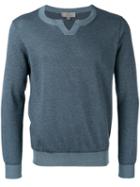 Canali Round Neck Sweater, Men's, Size: 52, Blue, Cotton
