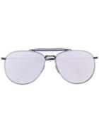 Thom Browne Eyewear - Mirror Aviator Sunglasses - Men - Metal - One Size, Grey, Metal