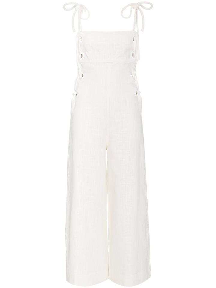 Staud Linen Bob Jumpsuit - White