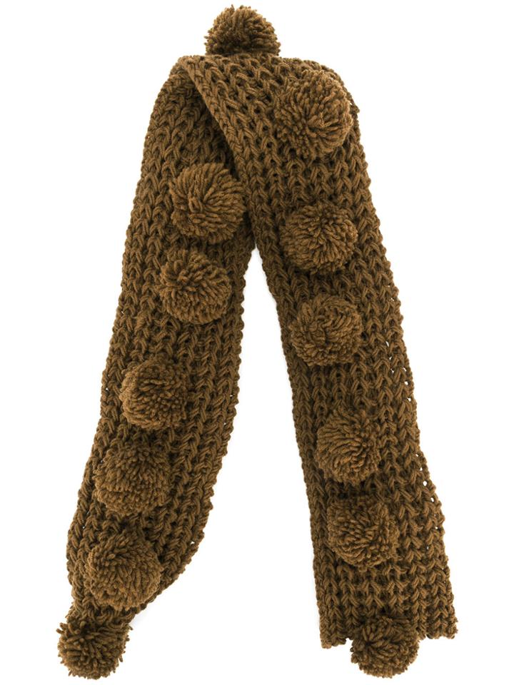 Minä Perhonen Pom-pom Detail Scarf - Brown