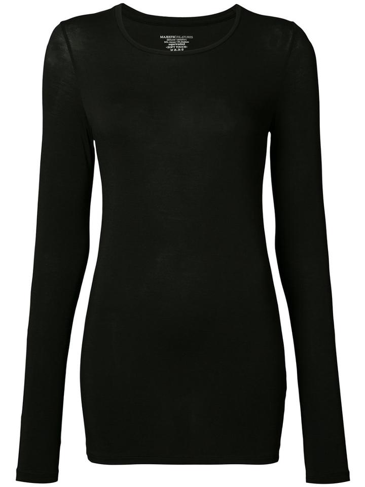 Majestic Filatures - Longsleeved T-shirt - Women - Viscose/spandex/elastane - 1, Black, Viscose/spandex/elastane