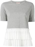 Marni - Pleated Hem T-shirt - Women - Cotton - 40, Women's, Grey, Cotton