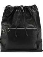 Mm6 Maison Margiela Front Pocket Slouchy Backpack, Black, Cotton/calf Leather