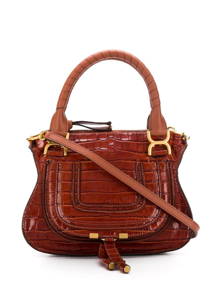 Chloé Snakeskin Effect Marcie Bag - Brown