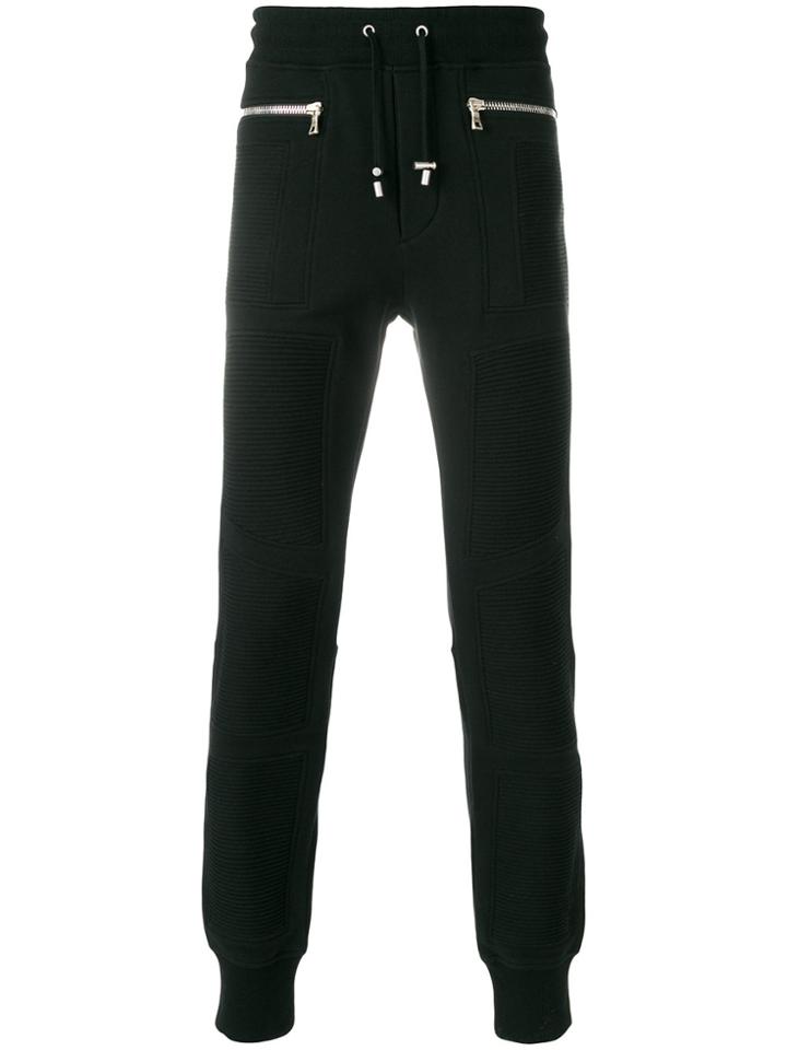 Balmain Zipped Biker Track Pants - Black