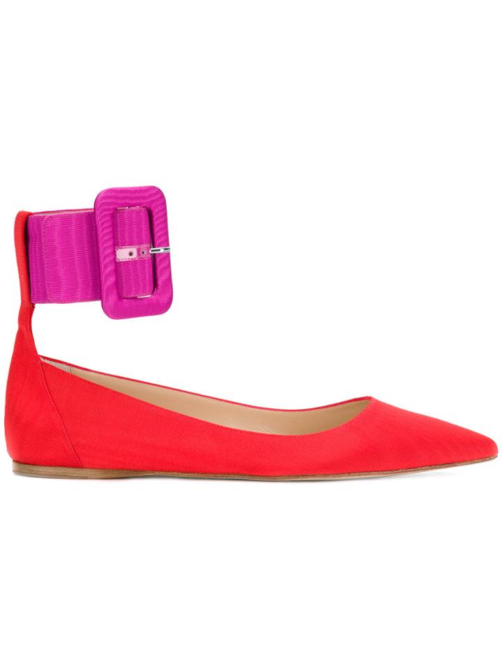 Attico Buckle Ballerinas - Red