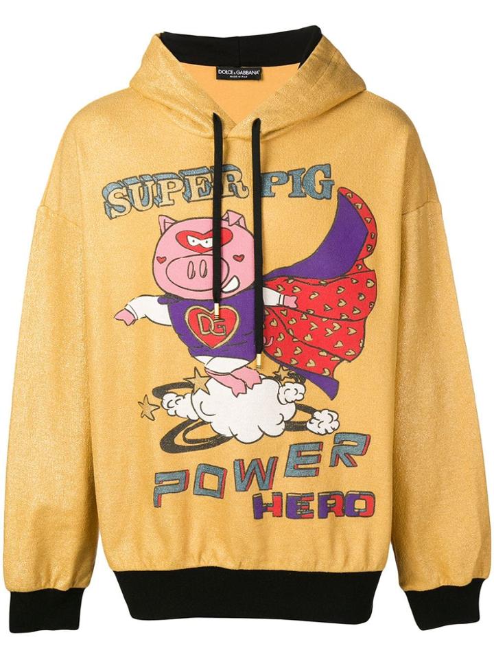 Dolce & Gabbana Pig Graphic Hoodie - Yellow