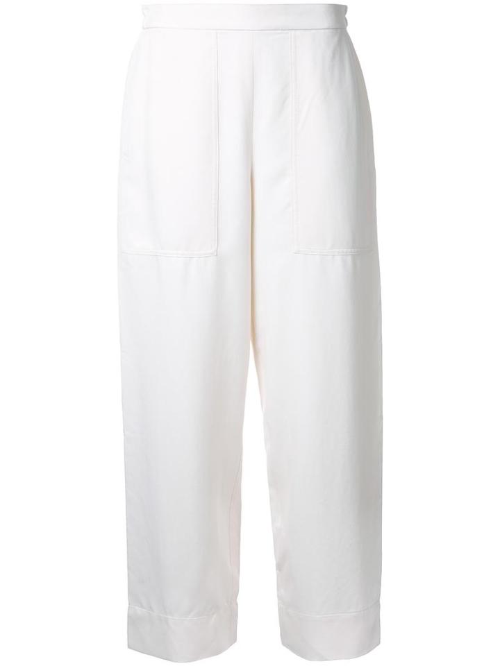 Lemaire Cropped Trousers, Women's, Size: 36, White, Silk