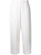 Lemaire Cropped Trousers, Women's, Size: 36, White, Silk