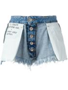 Unravel Project Inside Out Denim Shorts, Size: 27, Blue, Cotton/polyester