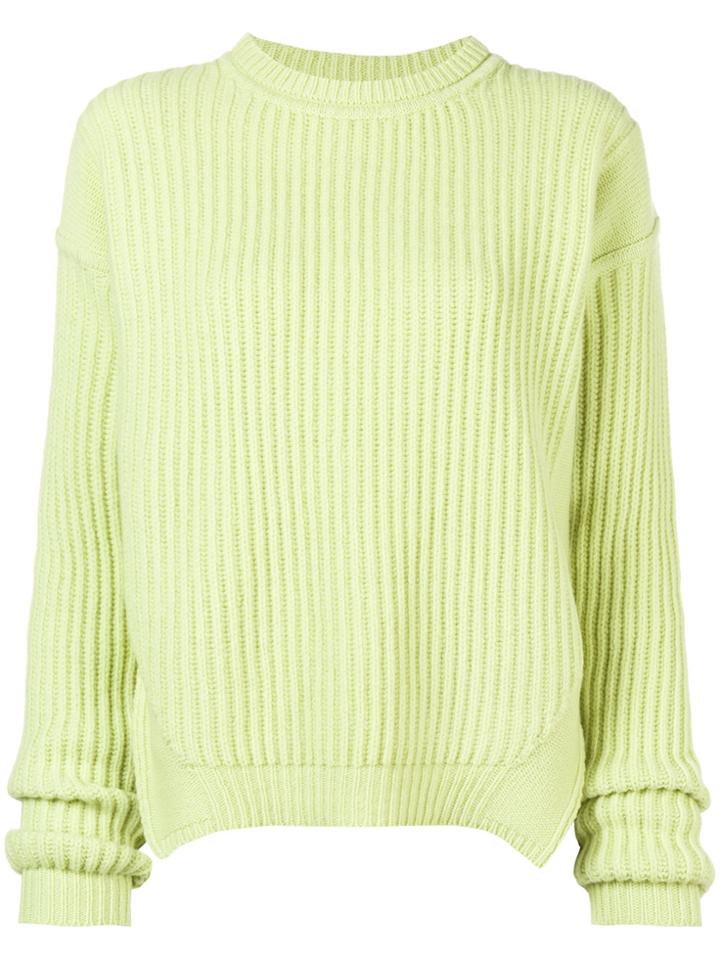 Rick Owens Ribbed Side Slit Sweater - Green