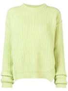 Rick Owens Ribbed Side Slit Sweater - Green