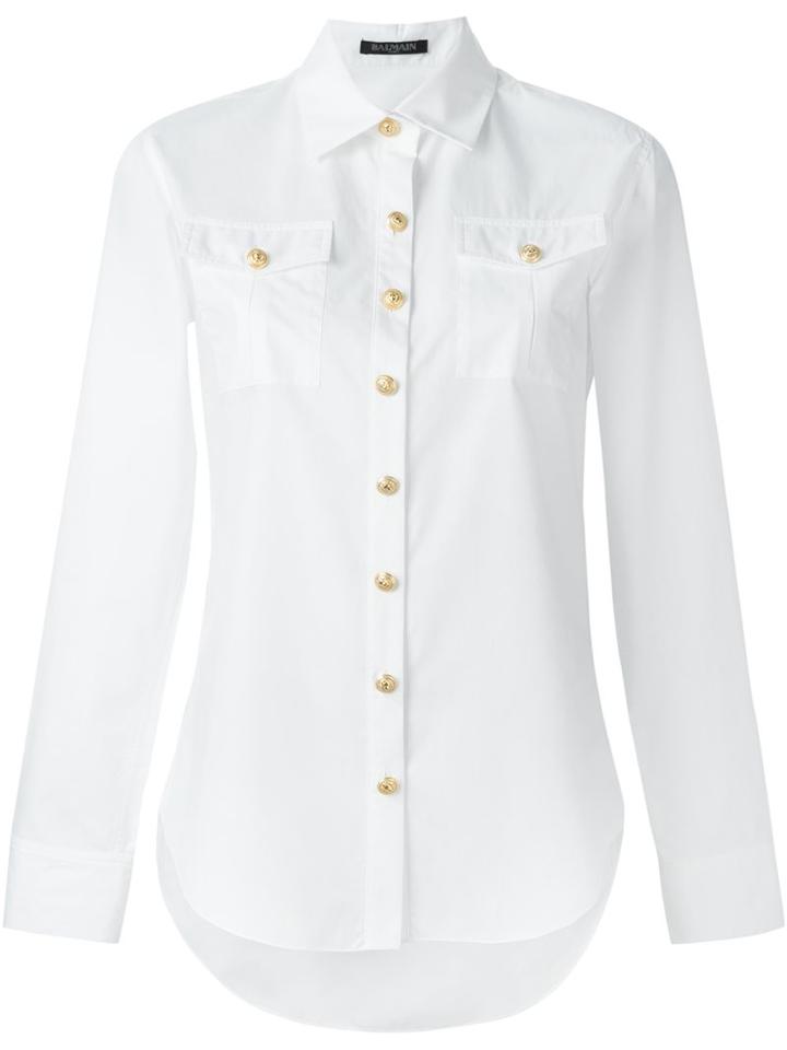 Balmain Classic Poplin Shirt, Women's, Size: 34, White, Cotton