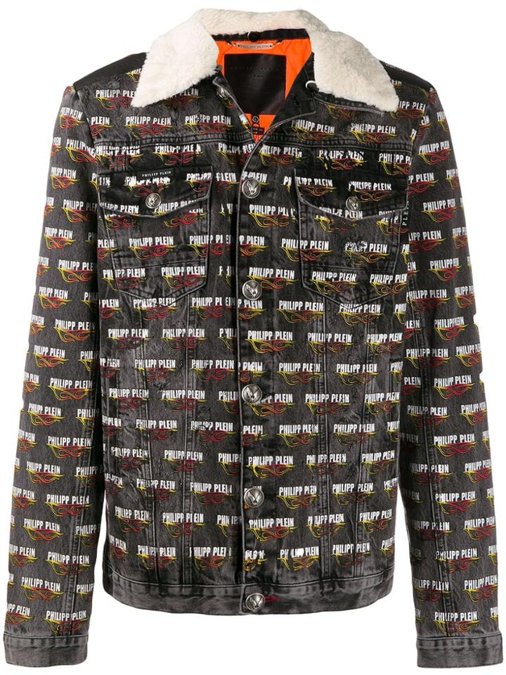Philipp Plein Flame Denim Jacket - Black
