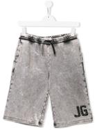 John Galliano Kids Teen Bleach Effect Shorts - Black