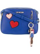 Love Moschino - Heart Patches Crossbody Bag - Women - Polyurethane - One Size, Blue, Polyurethane