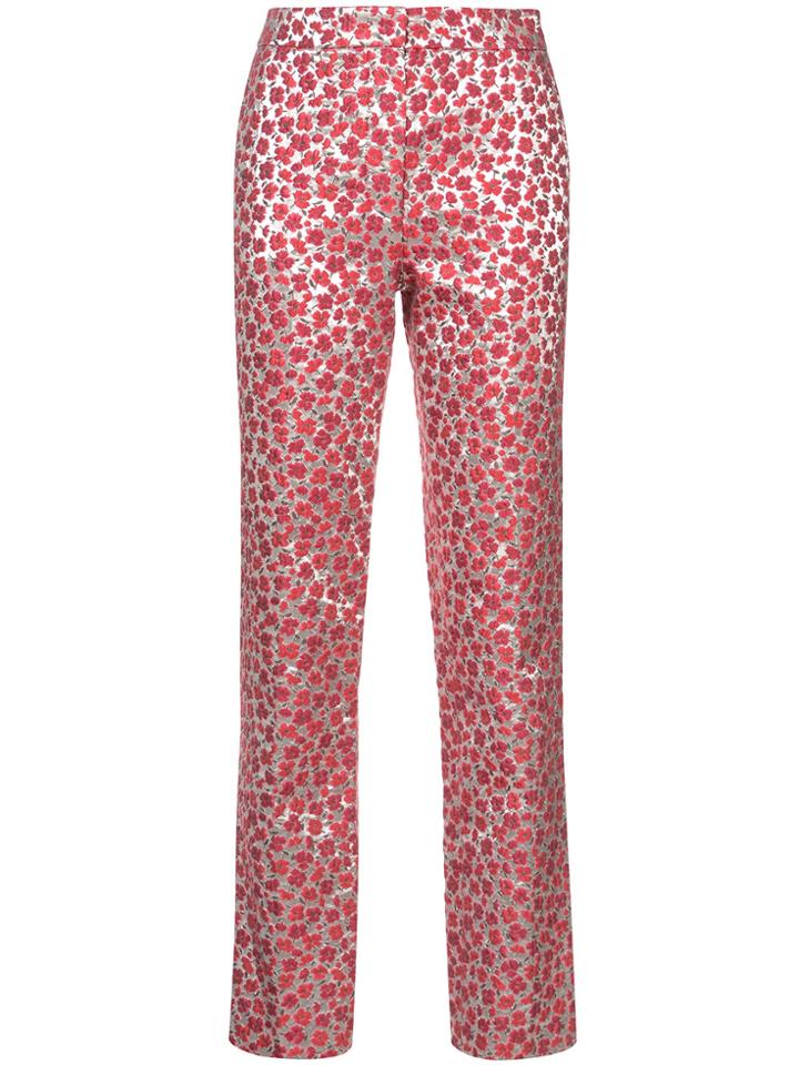 Oscar De La Renta Metallic Floral Trousers