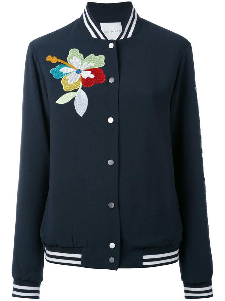 Mira Mikati - Sequin Patch Bomber - Women - Viscose/acetate/polyester - 38, Blue, Viscose/acetate/polyester
