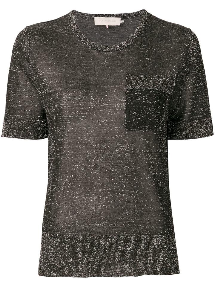 L'autre Chose Metallic Knitted Top - Black