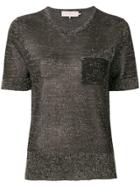 L'autre Chose Metallic Knitted Top - Black