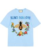 Gucci - Cotton T-shirt With Embroideries - Women - Cotton - M, Blue, Cotton