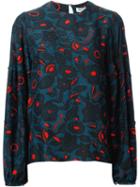 Kenzo Shadow Flowers Blouse, Women's, Size: 36, Blue, Silk