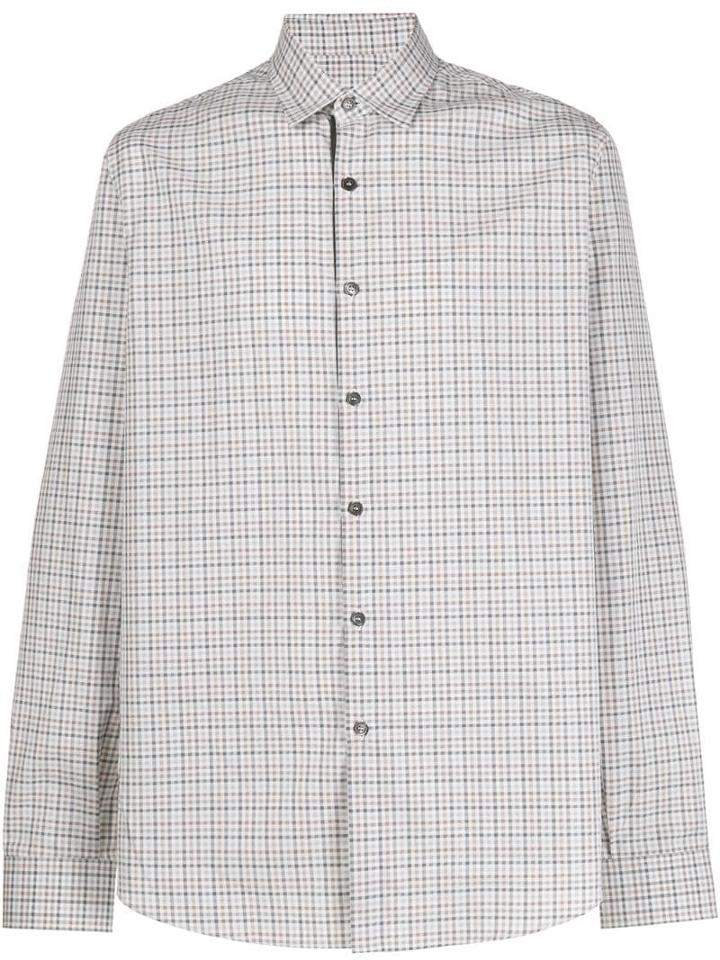 Salvatore Ferragamo Checked Sport Shirt - White