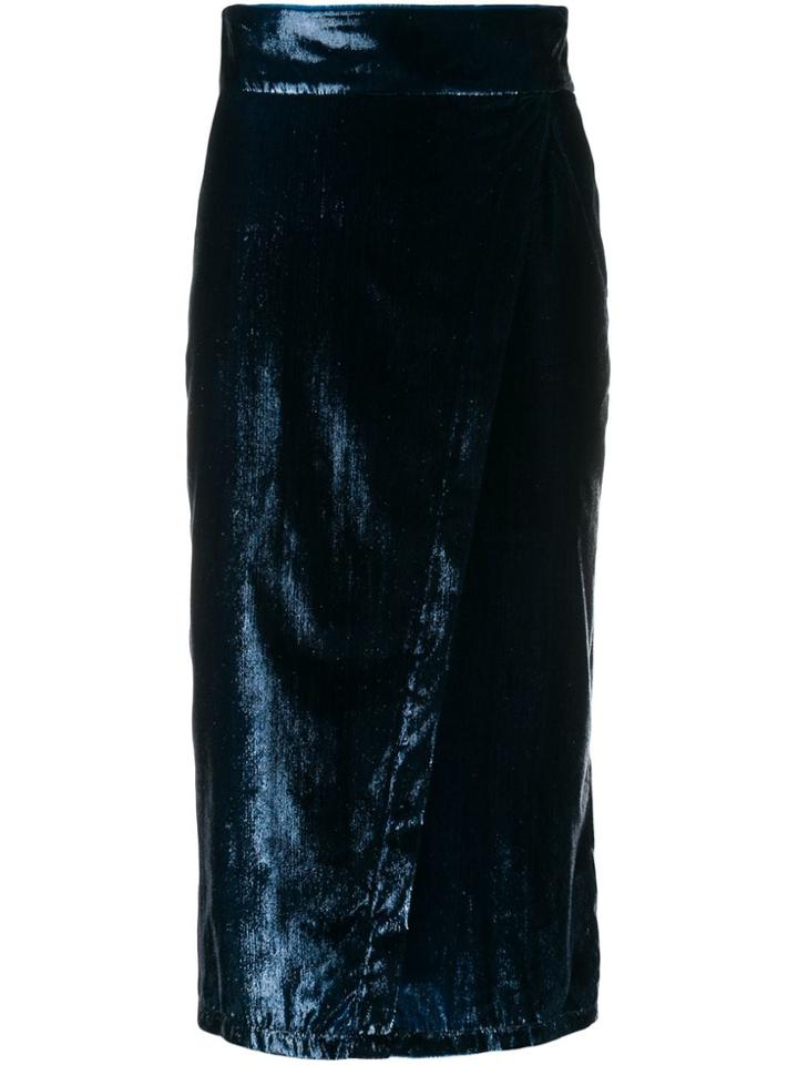 L'autre Chose Velvet Midi Skirt - Blue