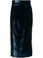L'autre Chose Velvet Midi Skirt - Blue