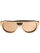 Gold And Wood 'copa' Mirrored Sunglasses