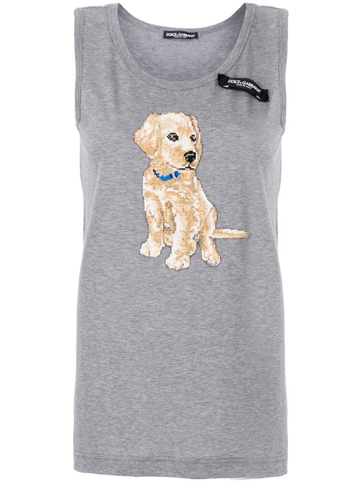 Dolce & Gabbana Embroidered Puppy Tank Top - Grey