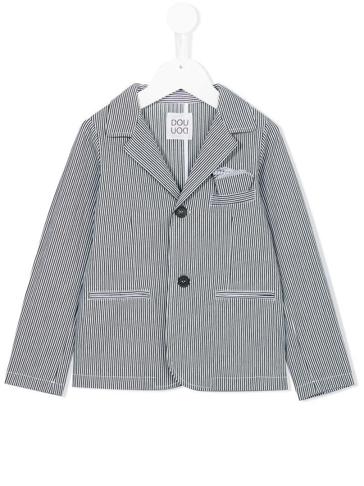 Douuod Kids - Striped Blazer - Kids - Cotton/polyamide/spandex/elastane/viscose - 8 Yrs, Blue