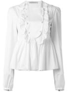 Francesco Scognamiglio Ruffled Blouse, Women's, Size: 40, White, Spandex/elastane/cotton